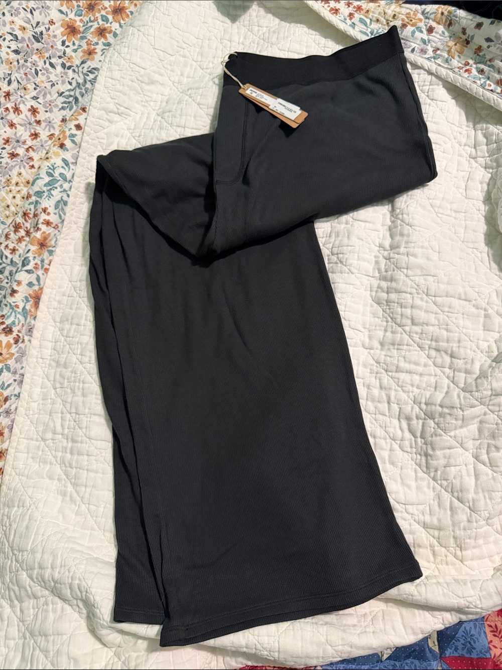 Skims Black Ribbed Relaxed Pants